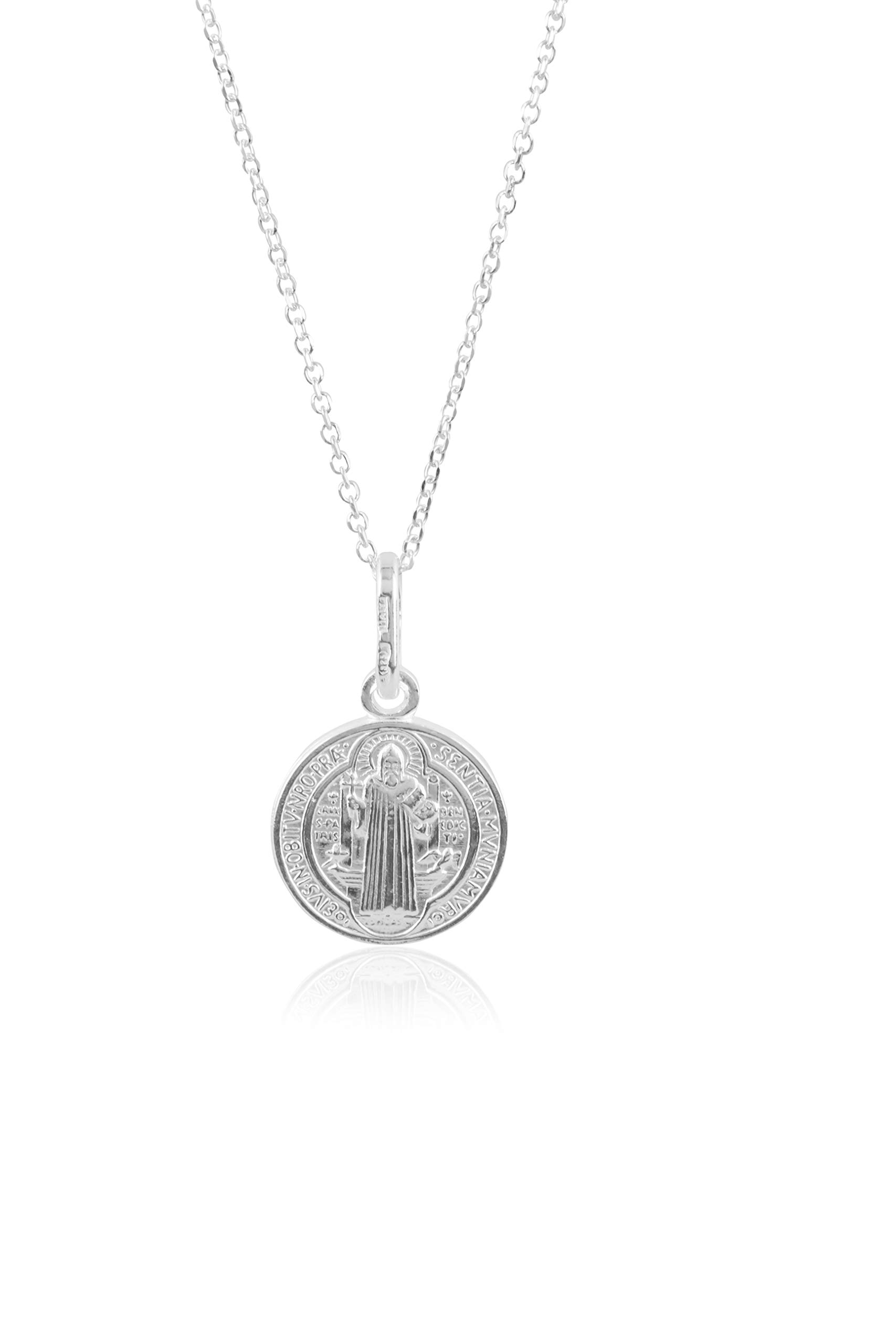 925 Sterling Silver Saint Benedict, Saint Christopher, Saint Lazarus, Saint Jude, Saint Michael and Jesus Head Religious Charm Medallion Pendant with 18 Inch Link Necklace
