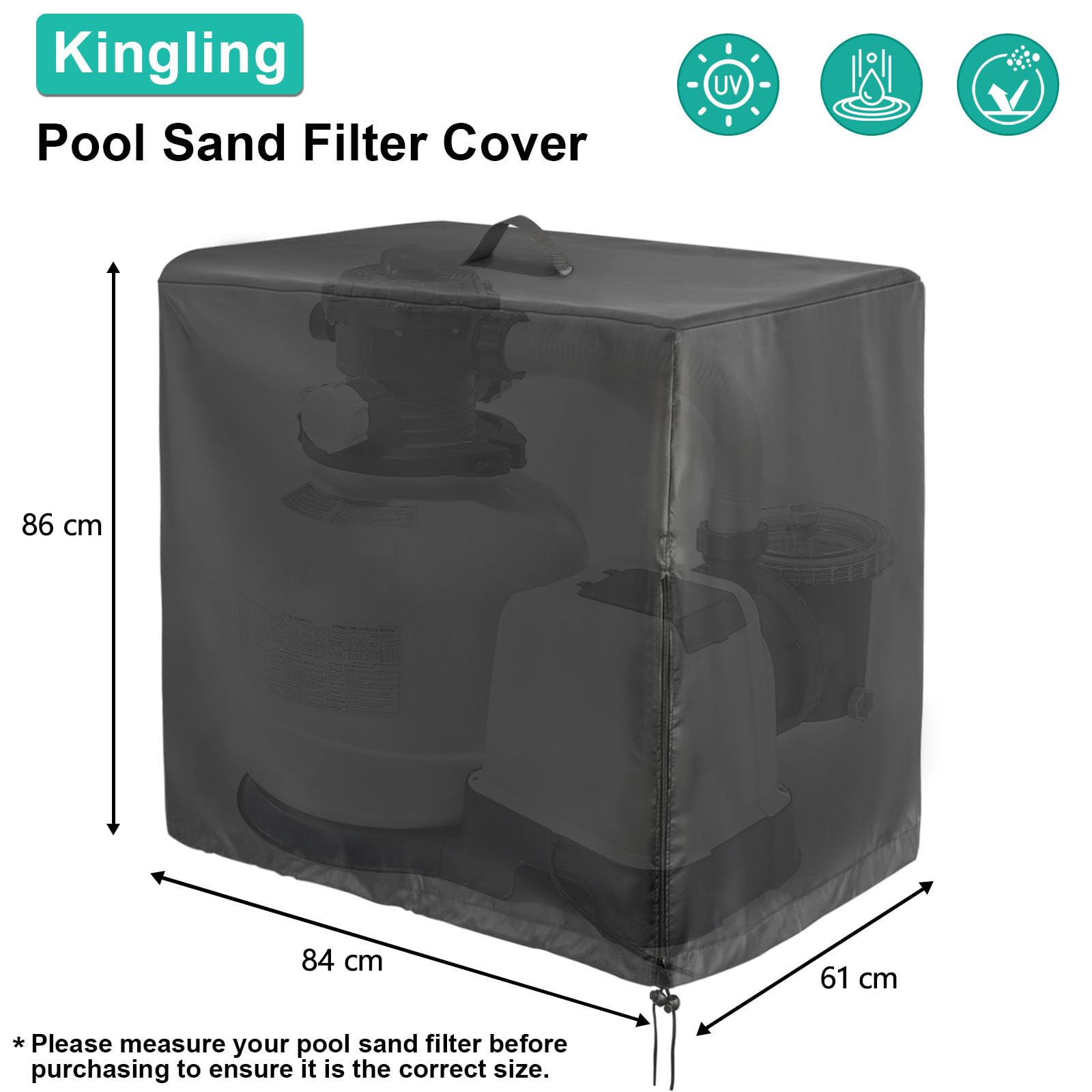 Kingling Sandfilteranlage Pool Abdeckung für INTEX Poolpumpe Sandfilter, wasserdichte Abdeckung für Sandfilteranlage Poolpumpe Poolfilterabdeckung