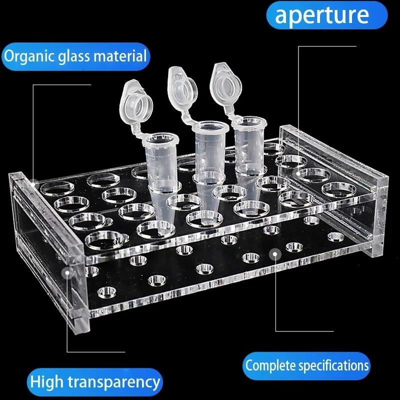 Soporte acrílico para tubos de ensayo, Gradilla for tubos de ensayo 40/24 orificios 0,2-50 ML 6-30 mm(Diameter 30mm)
