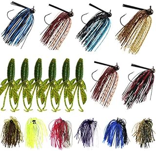 Bass Jigs Set Football Jigs Fishing Lure Kit Swim Jig Bass Weedless Bulk with Trailers Flipping Jigs Silicone Skirts Kit Craw Baits for Bass Fishing Lure 18pcs