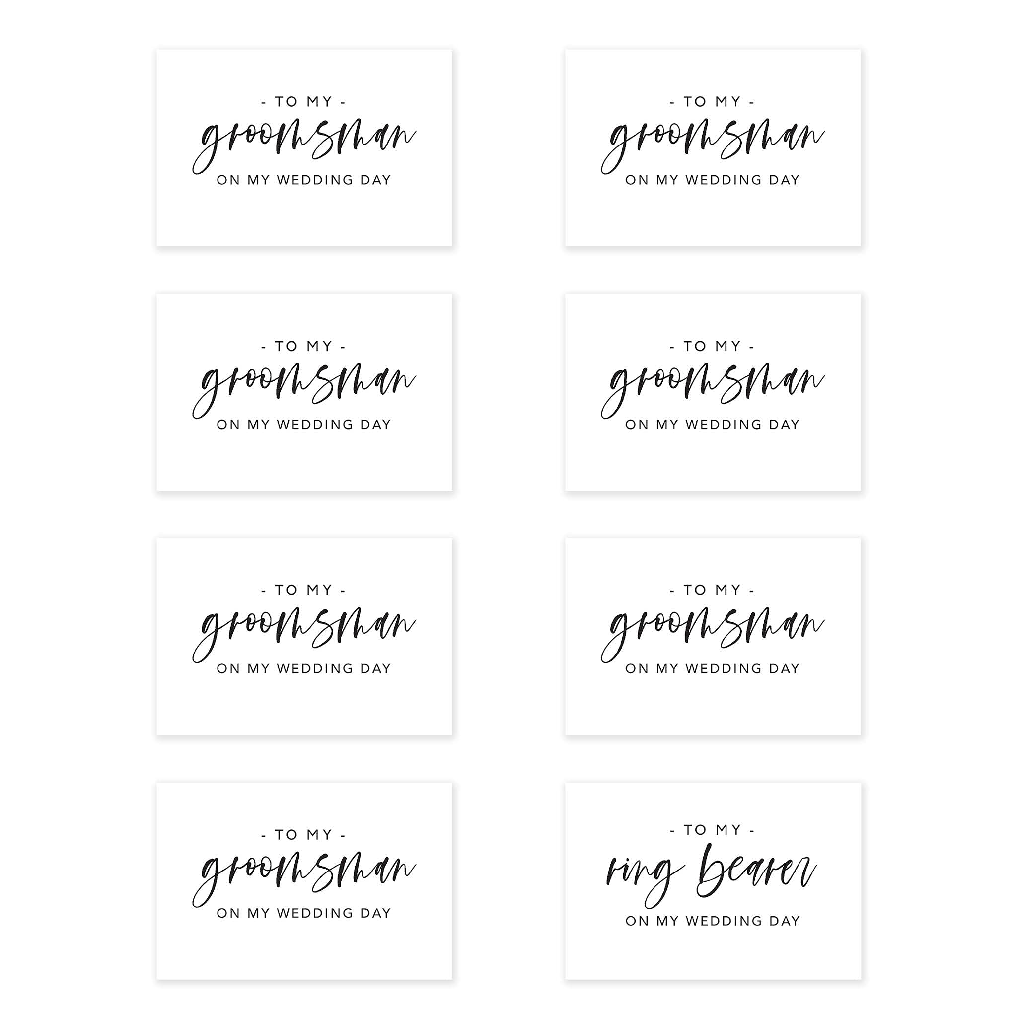 Andaz Press Groomsmen Wedding Day Gift Cards Set with Envelopes Set of 8 Modern On My Wedding Day Cards Ring Bearer Thank You Cards for Wedding Day Bulk Thank You Gift Cards 4 x 6-Inch