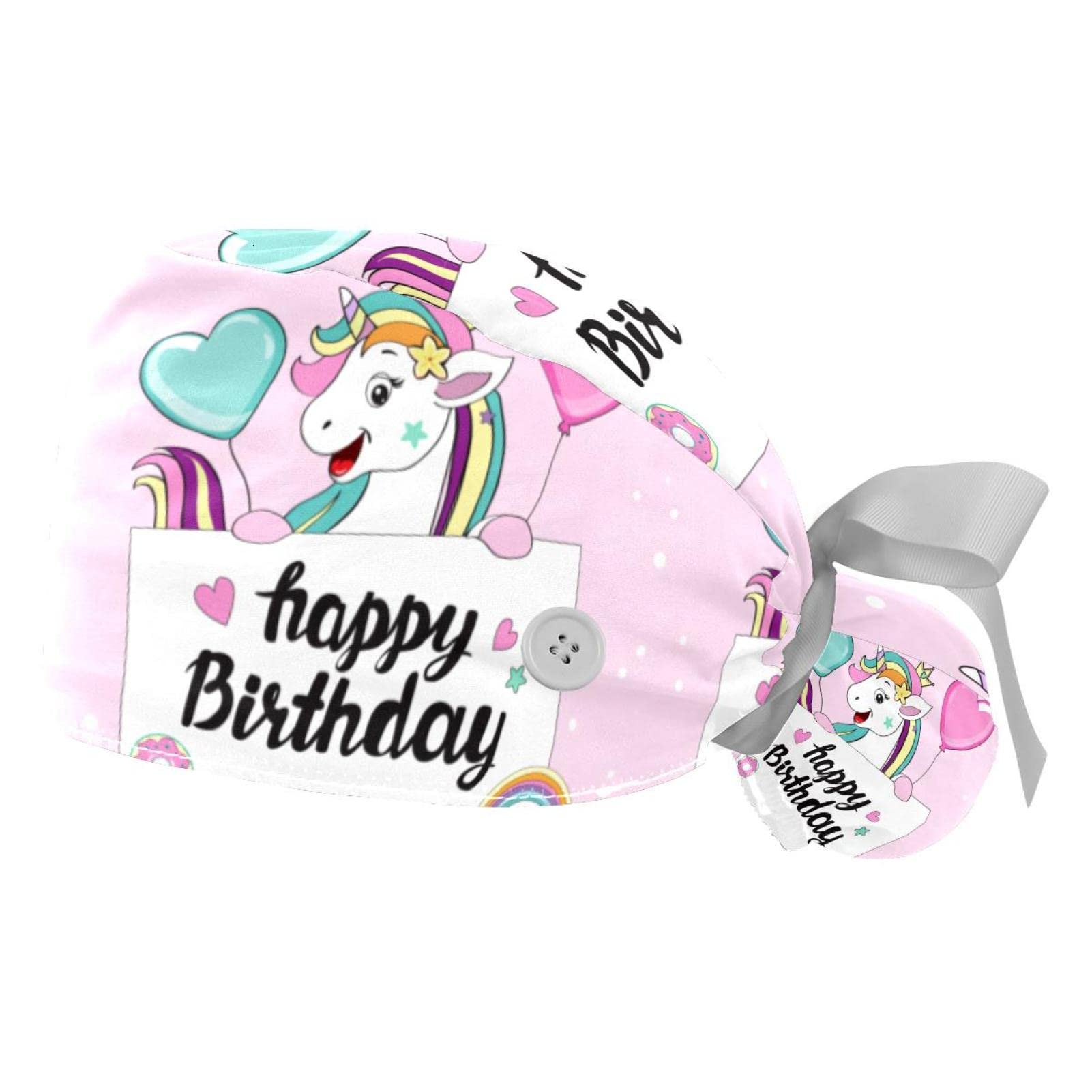 Chapeaux bouffants 2PCS ajustables avec imprimé joyeux anniversaire
