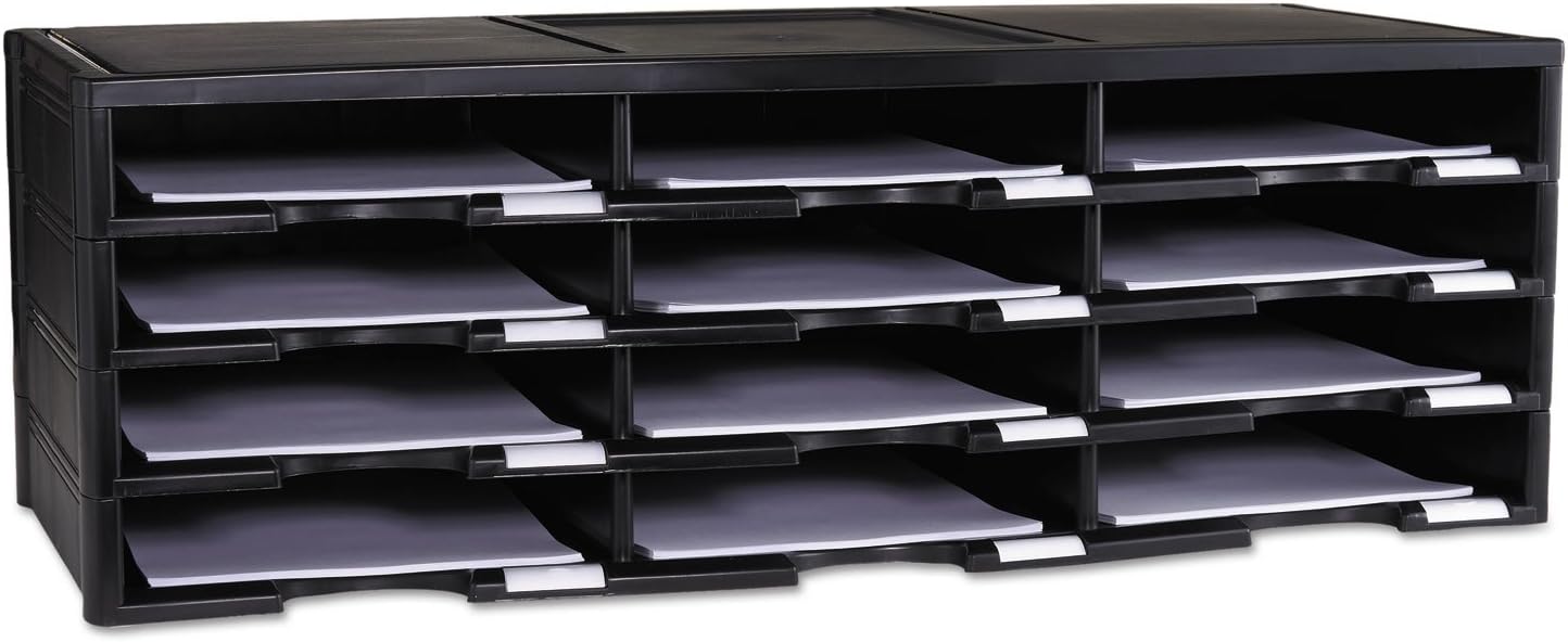 Storex 61602U01C Storex Literature Organizer 12 Section 10 5/8 x 13 3/10 x 31 2/5 Black