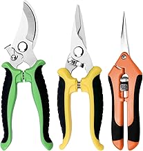 Chiluxendo 3 Piezas Tijeras de Podar de Mano, Tesoura de Podar Ergonómicas, Tijera Jardineria, Tijeras Poda Fuertes para Jardín,Tijeras de Jardinería de Calidad,Pruning Shears con Cierre de Seguridad