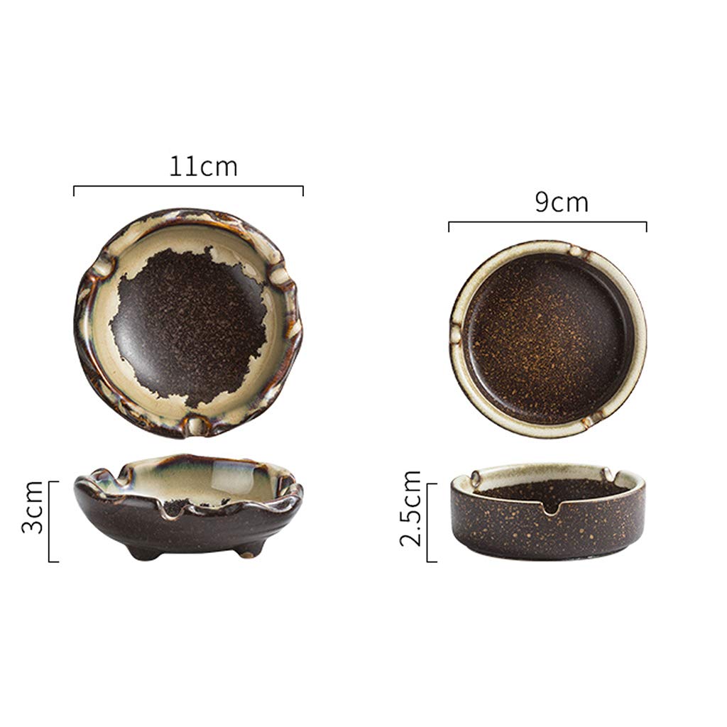Posacenere In Ceramica Cinese Con Coperchio – Esagonale, Antiscivolo, Porta Sigaretta Con 3 Scanalature, Decorazione Da Tavolo Nera