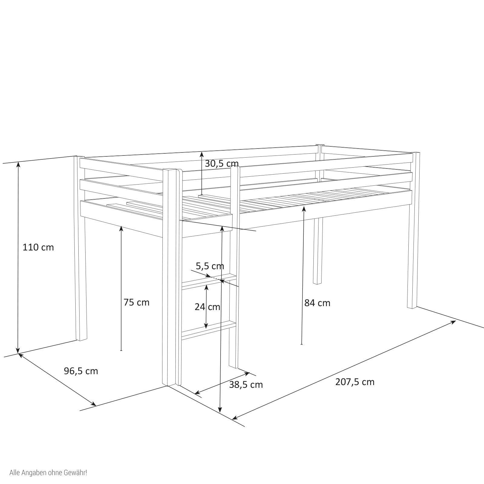 Homestyle4u Kinderhochbett 90x200 - Kiefer Weiß - Hochbett mit Rutsche | Inklusive Matratze, Lattenrost und rosa Vorhang - stabiles Massivholz - Leiter beidseitig montierbar - Bett für Kinder