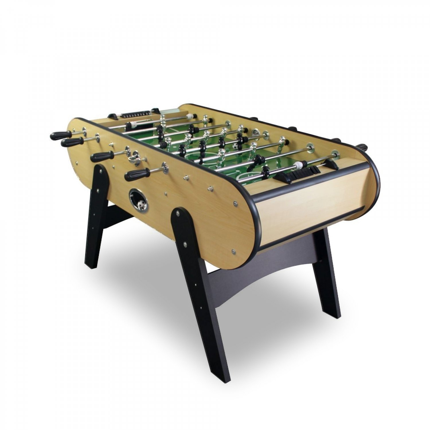 Baby-Foot SAO Paulo Bois Clair Style Bistrot 146x74 cm | Barres télescopiques en inox pour plus de solidité, poignées longues, joueurs finition ABS, 4 balles incluses