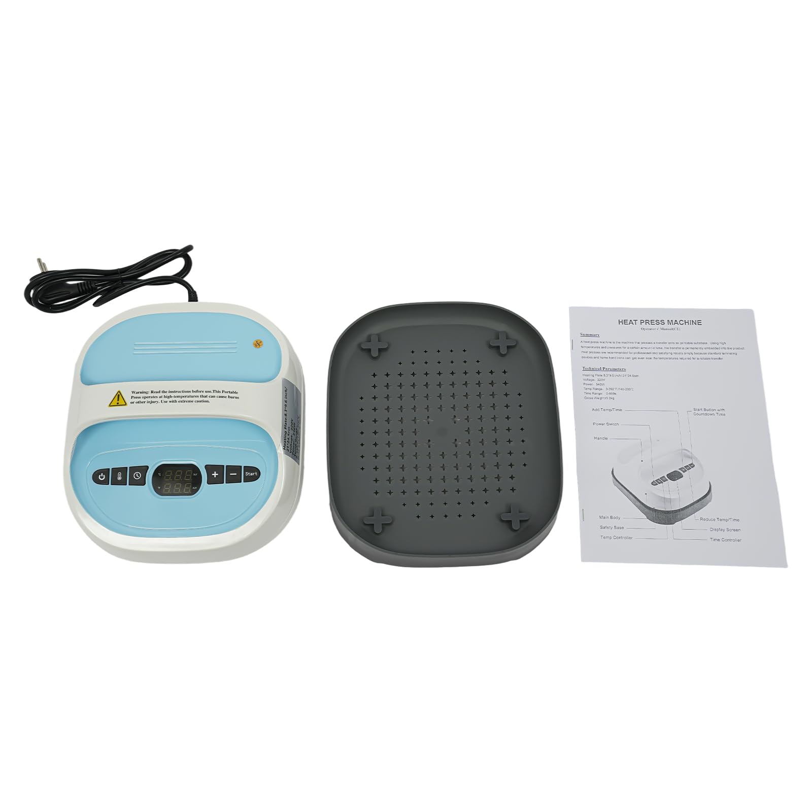 Prensa de transferencia de 540 W, 21 x 24 cm, prensa de calor portátil, máquina de impresión, calentamiento rápido 0-250 ℃, prensa caliente DIY para camisetas, sudaderas, bolsos, pancartas