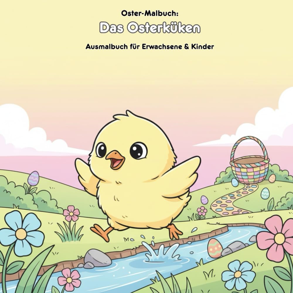 Das Osterküken: Eine Mal-Geschichte zum Suchen: Für Erwachsene & Kinder: 36 Ausmalbilder im Großformat (21.59 x 21.59 cm) – Eine bezaubernde Ostergeschichte zum Ausmalen und Entdecken!