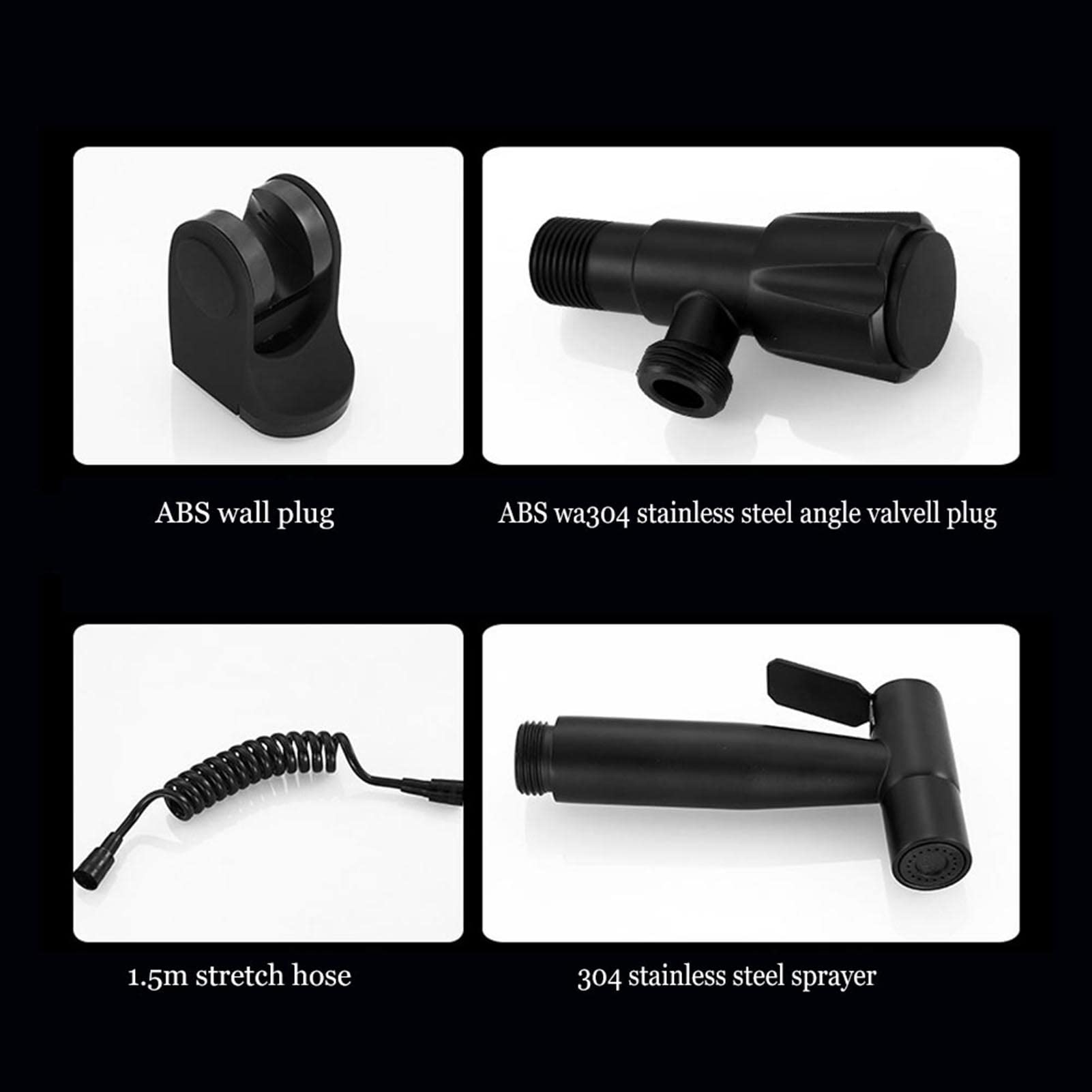 Spruzzatore per Bidet da Bagno, Spruzzatore per Bidet da Bagno G1 / 2 Set di spruzzatori per Bidet con Filettatura in Acciaio Inossidabile per WC da Bagno Stile B Nero