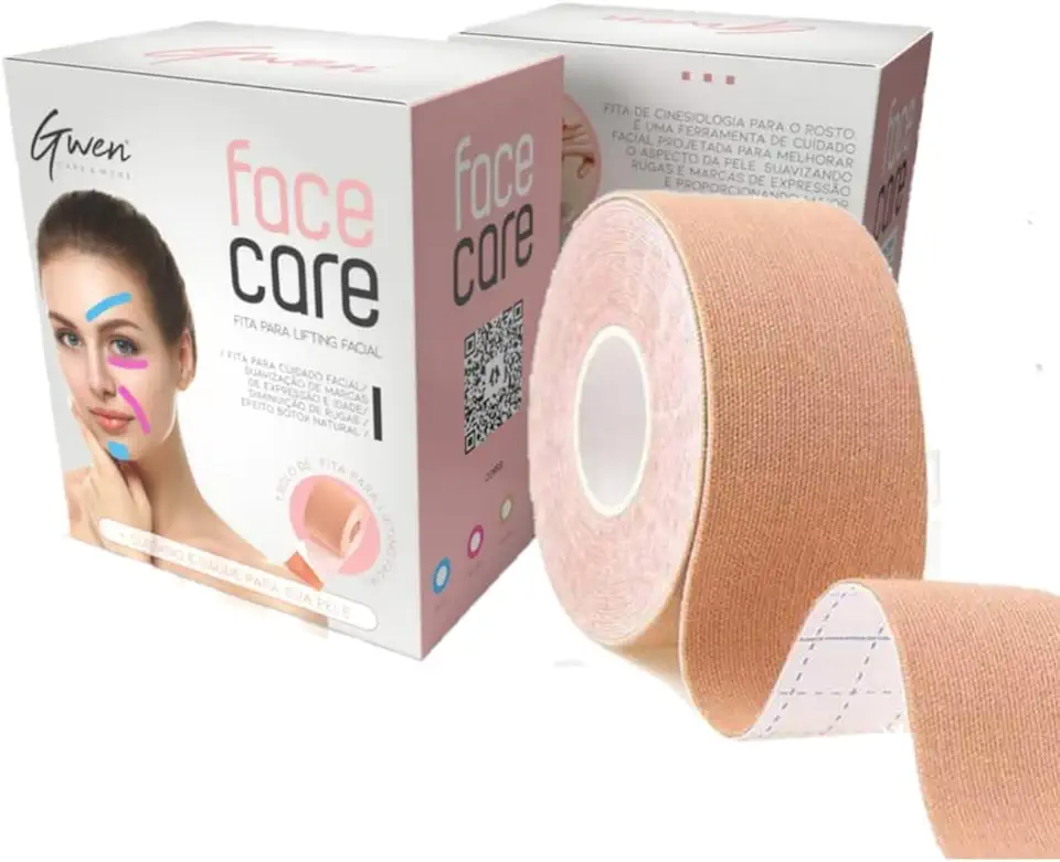 Fita Efeito Lifting Facial Tape Anti Rugas Sinais Rosto 5 Metros Adesivo Reafirmante Prevenção