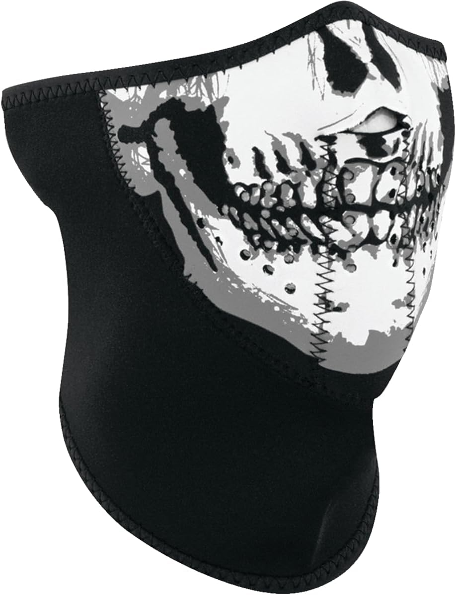 ZANheadgear Neoprene 'Skull' Design 3-Panel Half Mask (Black, One Size)
