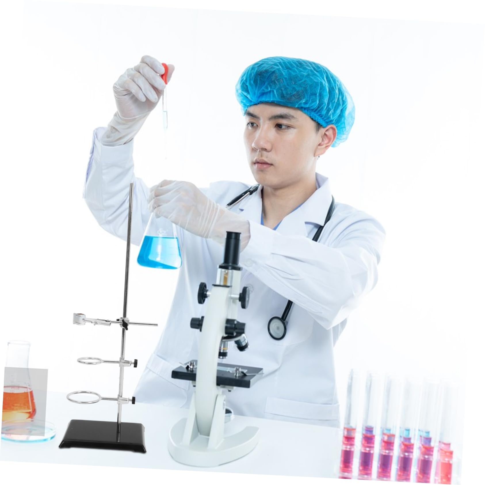 MAGICLULU Laborstativ Klemme Laborständer für Experimente Laborstativ-klemmenset Stabiles Gestell für Chemie und Physikversuche Trichterständer mit Reagenzglasklemme Praktisches Laborgerät