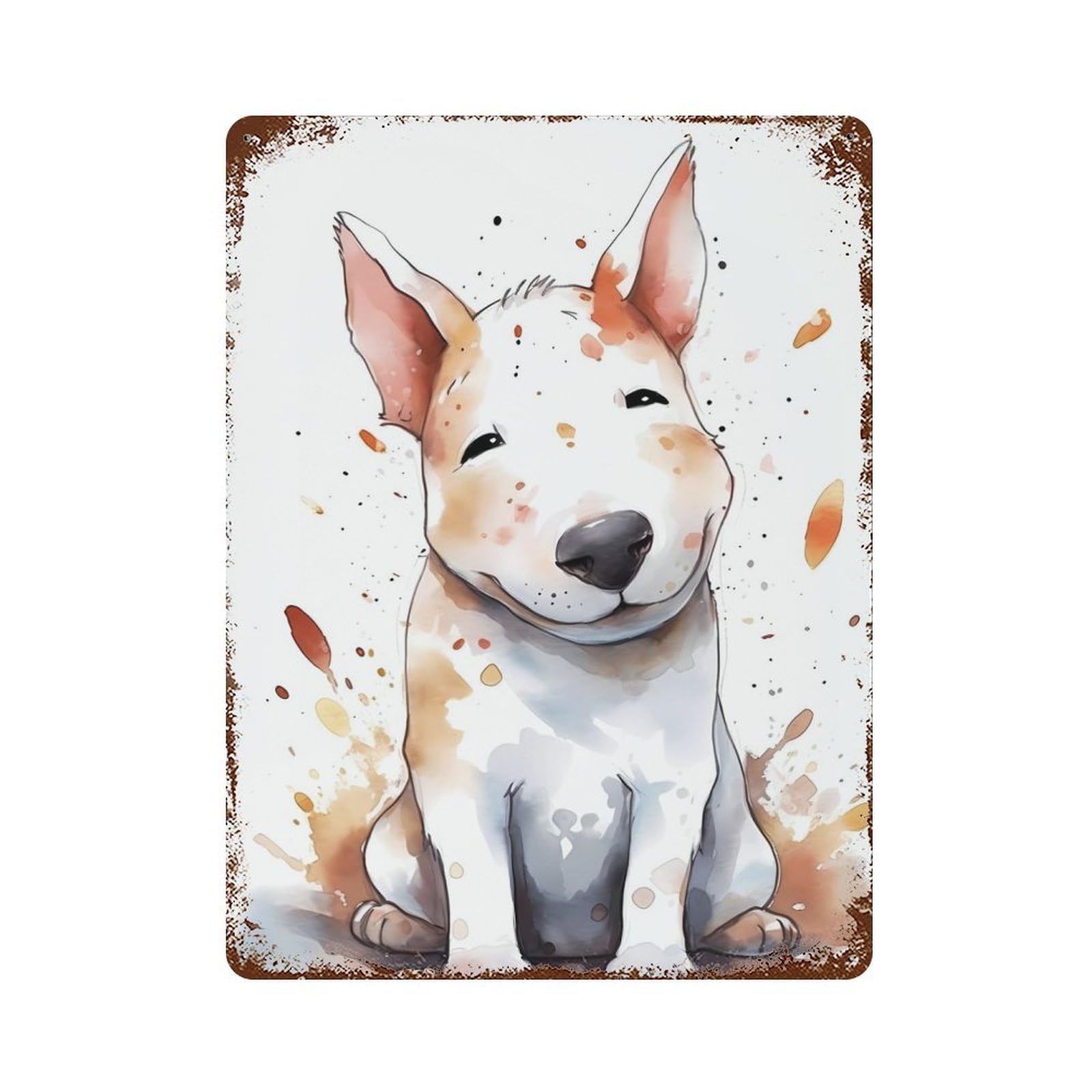 Bull Terrier Animal Weathered Tin Sign 15.7"x11.8", for Garage, Bar And Workshop Decor, Vintage Wall Decor
