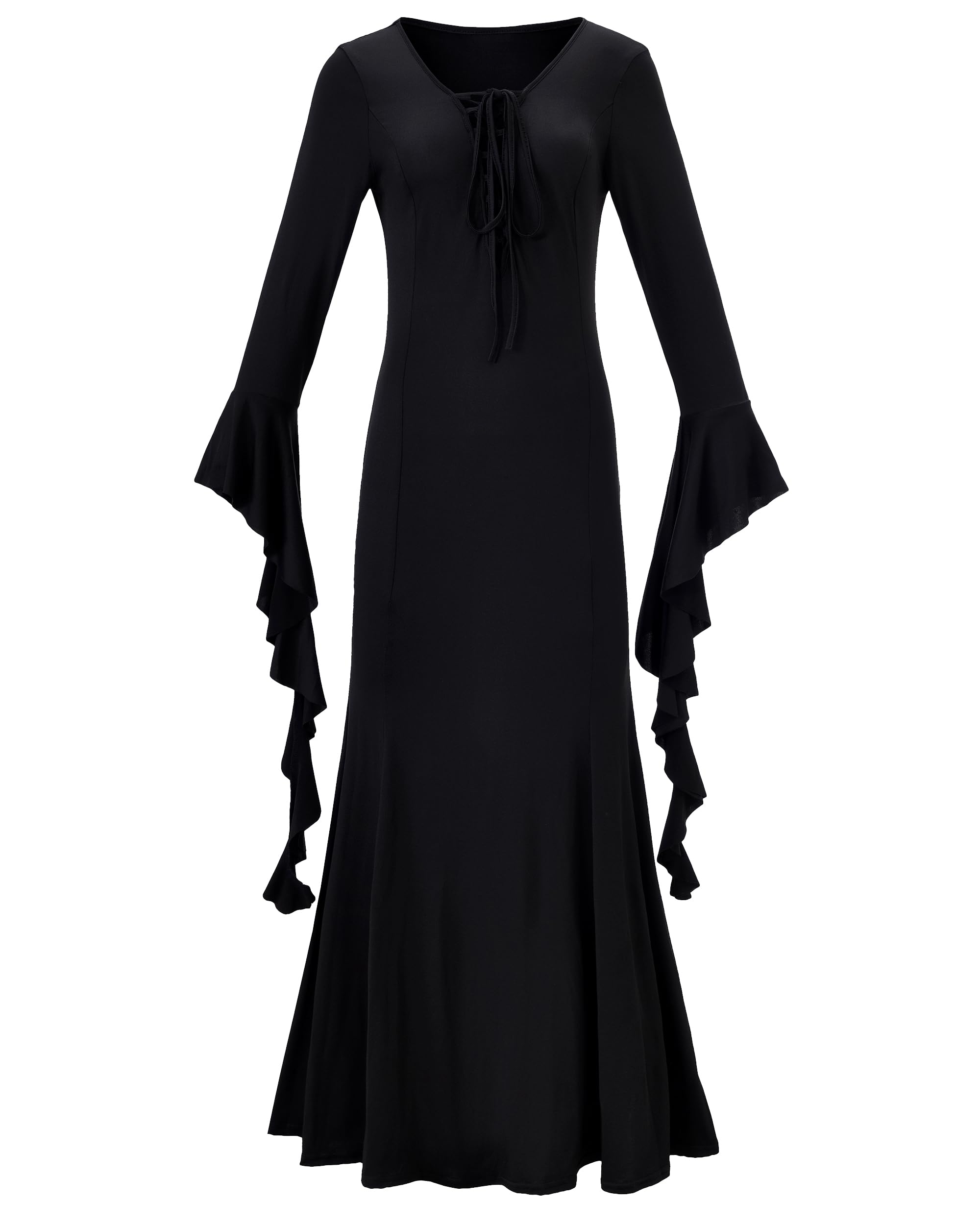 LUYANA Women's Gothic Black Maxi Dress Vampire Halloween Costume XL