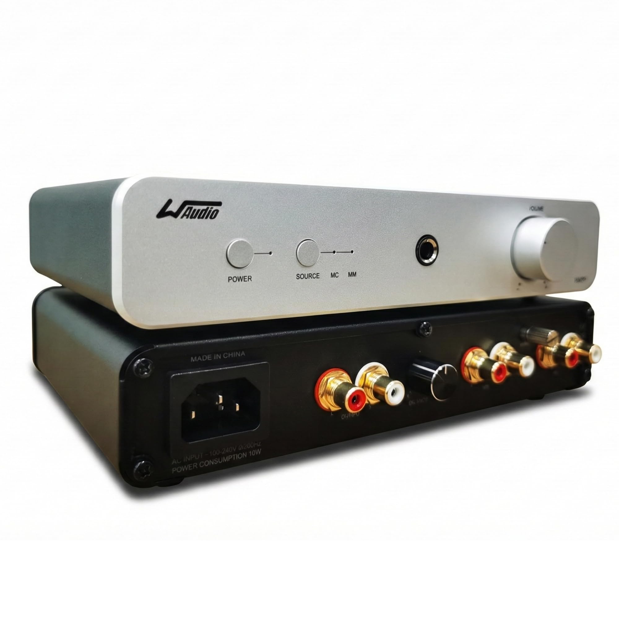 WAudio Phono-Vorverstärker für Plattenspieler MM/MC mit Kopfhörer-Verstärker, Lautstärkeregler und Balance-Regler – Hi-Fi-Vinyl-Schallplattenspieler-Vorverstärker, geräuscharmer RIAA-Equalizer