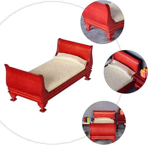 Miniatura 9 de COHEALI Cama de casa de muñecas Muebles de casa de muñecas de madera 1 12 Escala Muebles de casa de muñecas de madera Muebles de casa de muñecas