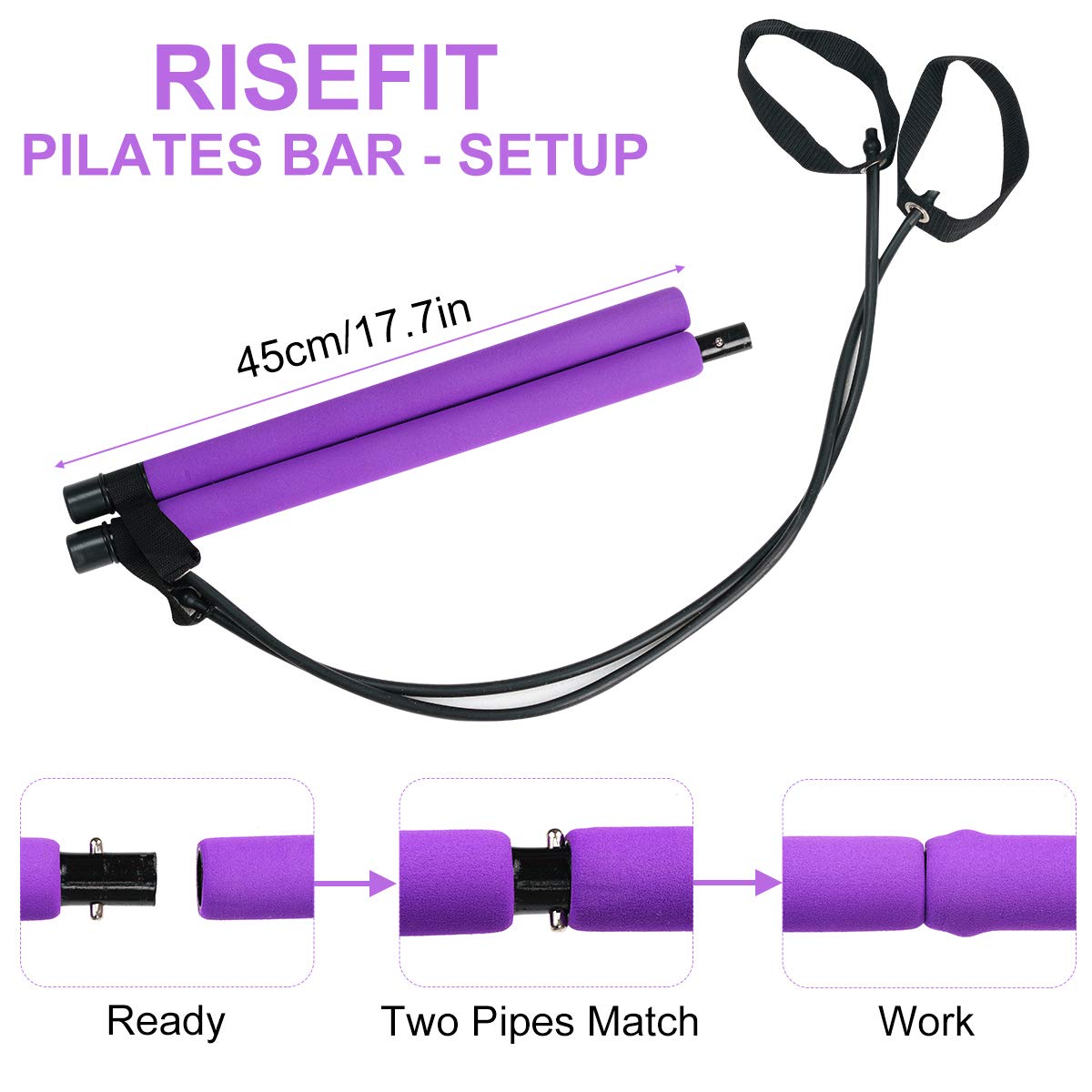 Surplex Bodybuilding Yoga Pilates Stick with Foot Loop, Pilates Bar Kit with Resistance Band, Portable Yoga Pilates Stick Exercise Bar, Ideal for Home Total Body Workout, Gym, Weighlifting 4