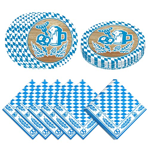 Fennoral 40 tapas de cerveza Oktoberfest, 40 unidades, azul y blanco, servilletas, Oktoberfest, servilletas bávaras para fiestas temáticas de cerveza, para fiestas temáticas resistentes a la parrilla Cover