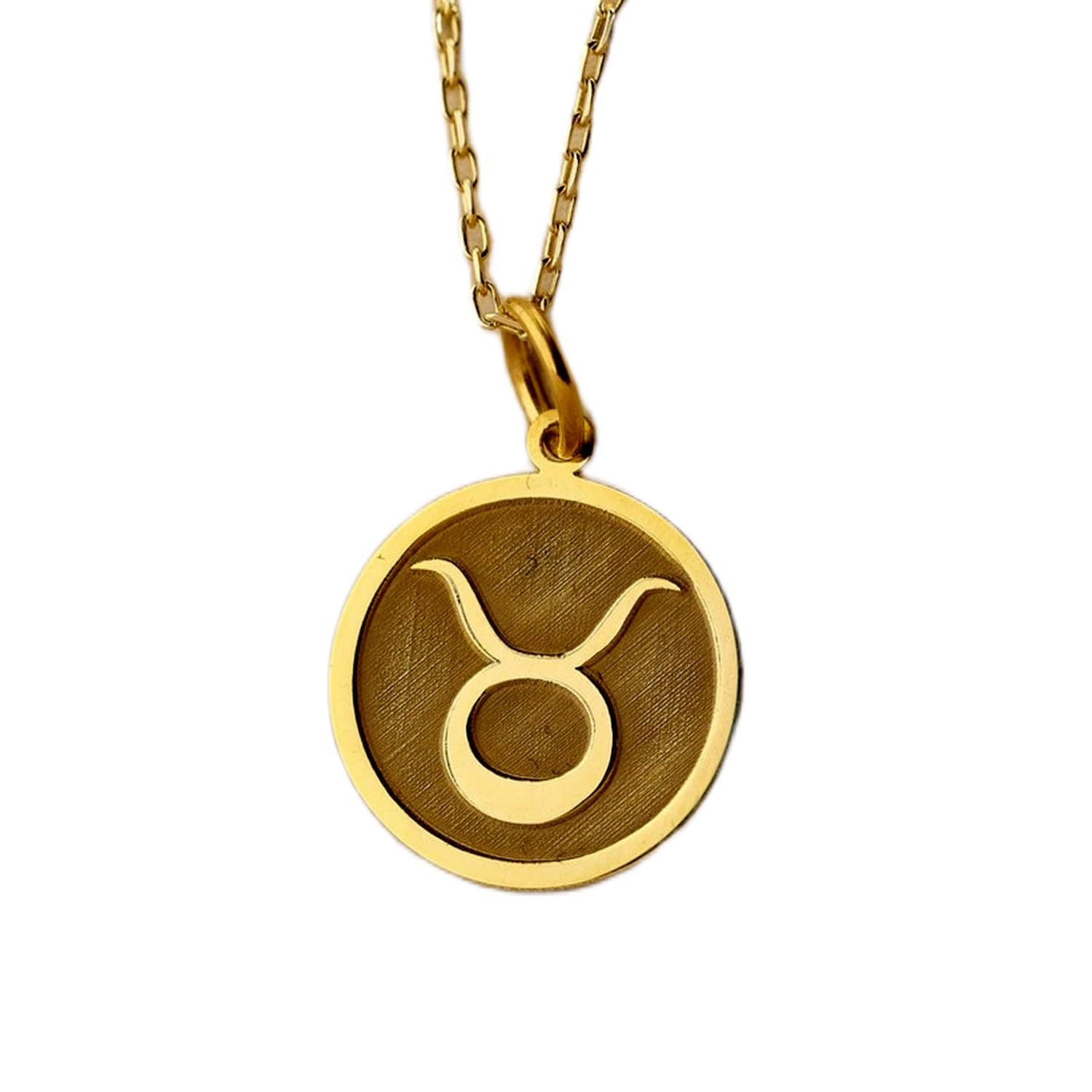 LKBEADS Collar Exclusivo de Plata de Ley ley 925 24 mm | Cadena 45 cm | Zodiaco Tauro | Colgante Elegante con el símbolo | del | Día la Madre | Joyería de Lujo baño Baño de Oro | L_01474