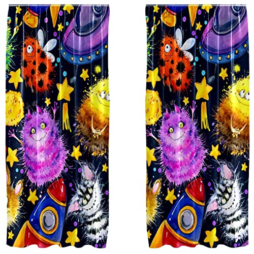Cortinas de panel de 55x84 pulgadas Monster Space, paneles decorativos con bolsillo para barra 2