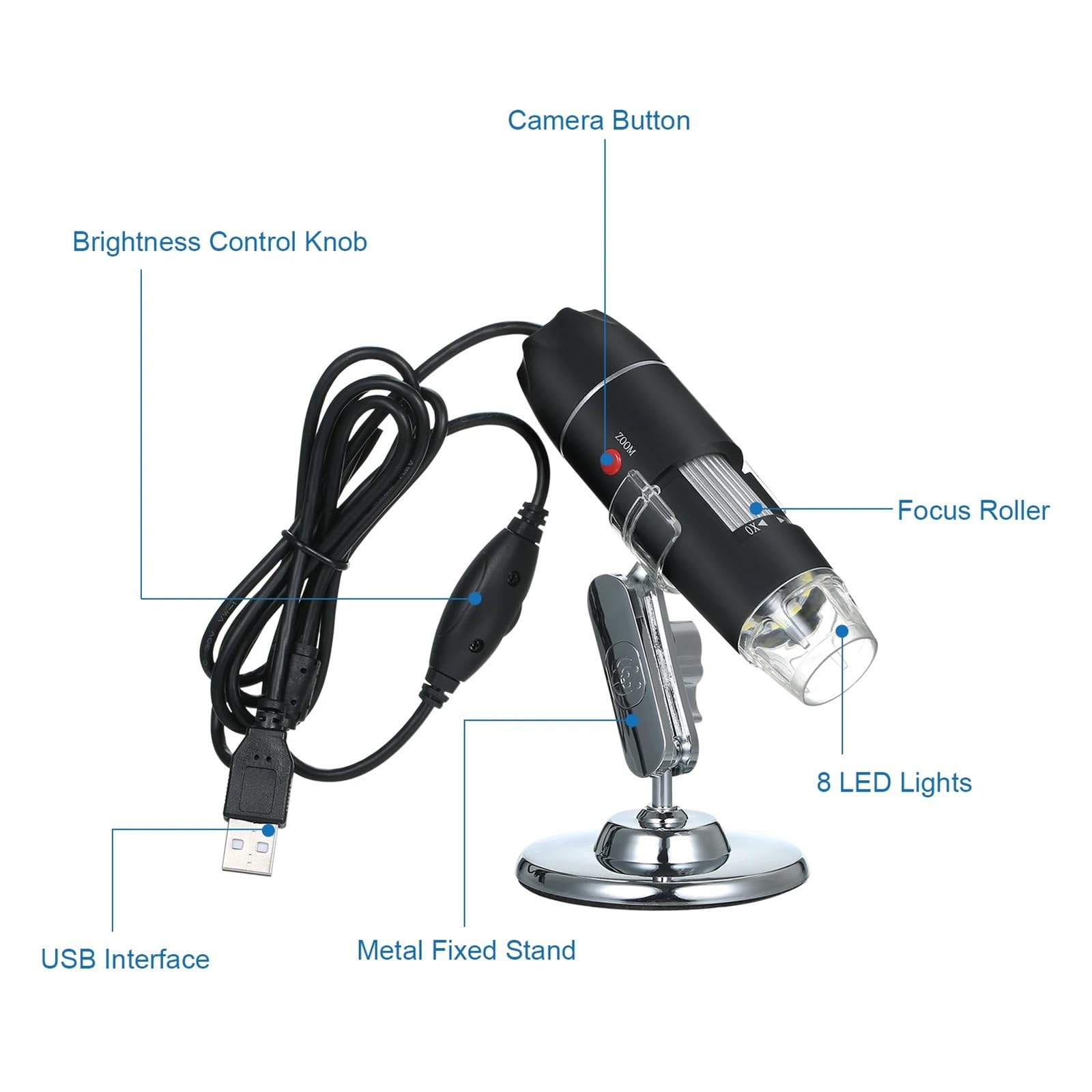 Digitales Mikroskop. USB Digitalmikroskop Handkamera 8 LEDs Tragbar | 1000-fache Vergrößerung