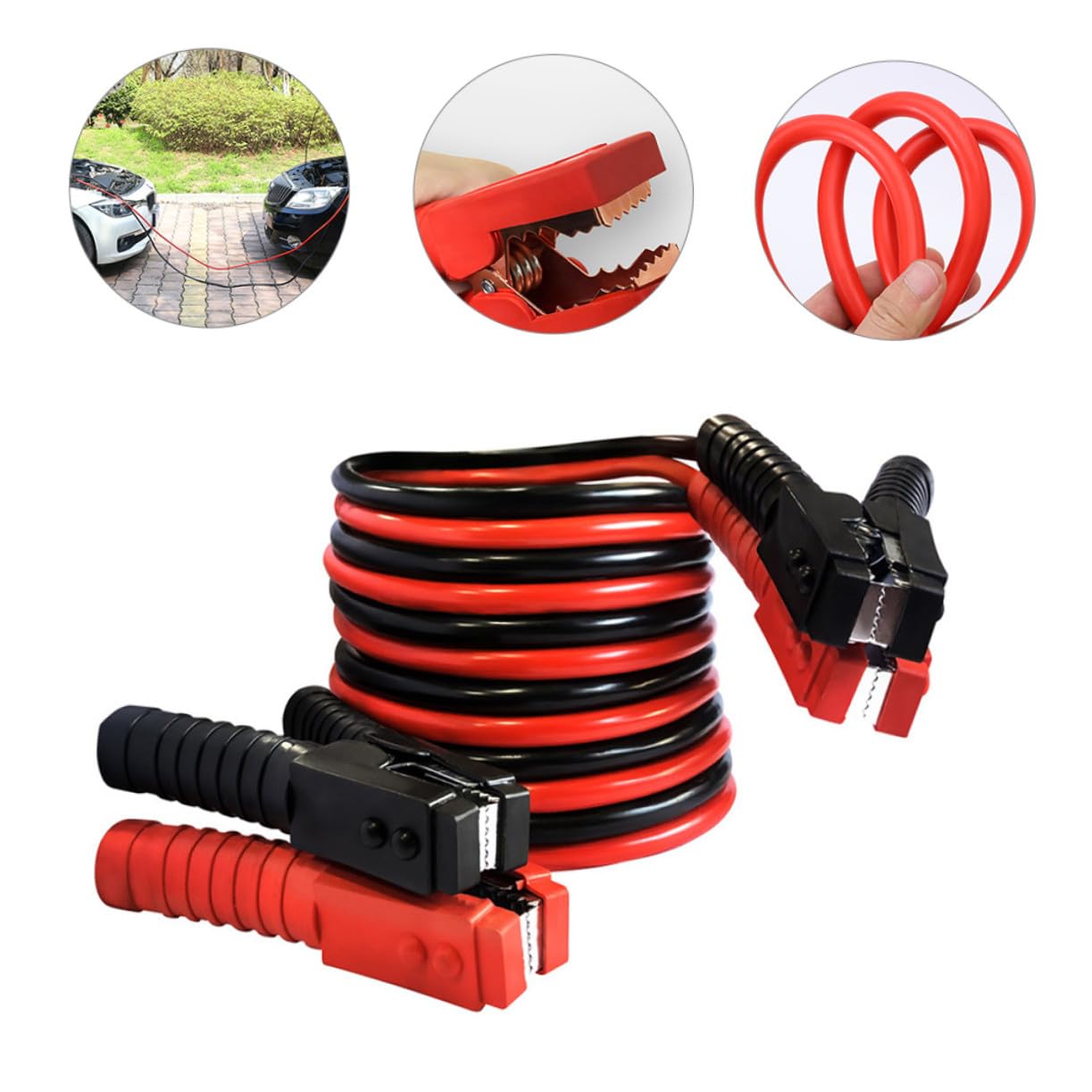 Abaodam Cavi Avviamento Batteria Auto Metri con Pinze Resistenti Antiscintilla per Auto Suv e Camion Cavi Booster Emergenza con Rivestimento PVC Antigroviglio e Presa Sicura