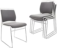 Vacyovke 4 Pack Gray Stacking Chairs 1102LB Capacity - Heavy Duty Sled Base Office Guest Chairs for Reception, Kitchen, Waiting Room