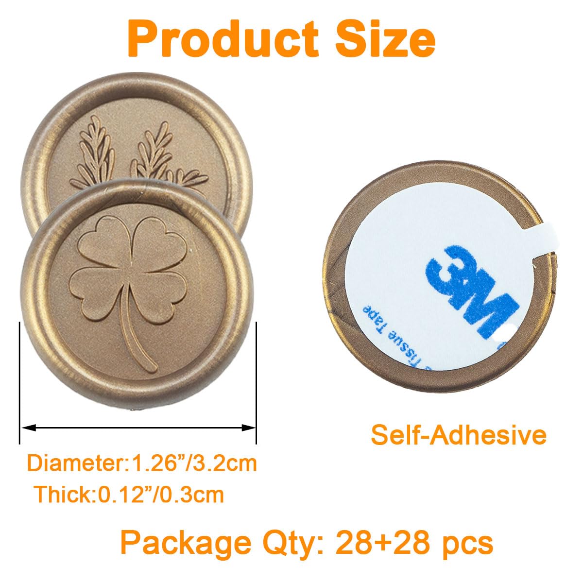 56 sellos de lacre adhesivos de bronce antiguo, con diseños de romero y trébol de cuatro hojas. Perfectos para invitaciones, Navidad, regalos y fiestas.