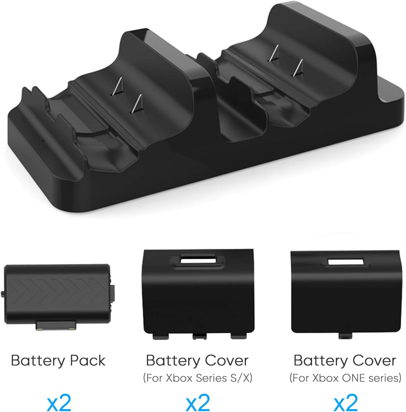 Controller Charging Dock for Xbox Series X, Xbox Series S, Xbox-one S and Xbox-one X with 800mAh Battery Pack and Battery Cover, MENEEA Dual Charger Stand Station Accessories with Charging Cable