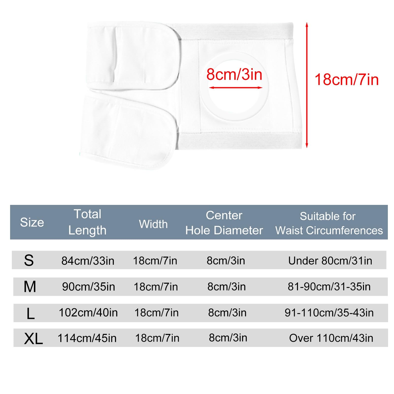 Cinturón para Ostomía Ajustable Faja Hernia Umbilicalpara Hombres y Mujeres Ajuste Ceñido e Invisible Cómodo para el Cuidado Posoperatorio(M)