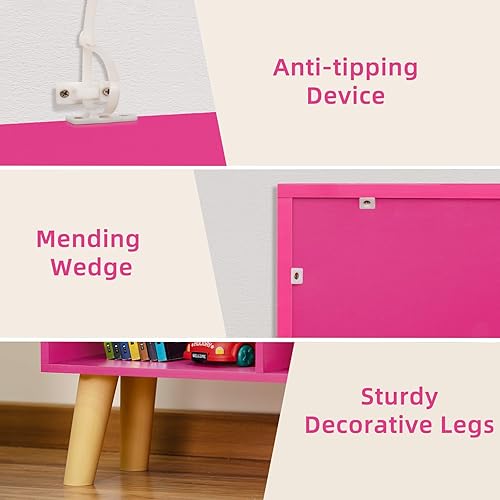 Miniatura 6 de LEYAOYAO Estantería de 3 niveles con patas, estantería moderna rosa, estantería moderna abierta, grande, independiente, moderna, muebles de