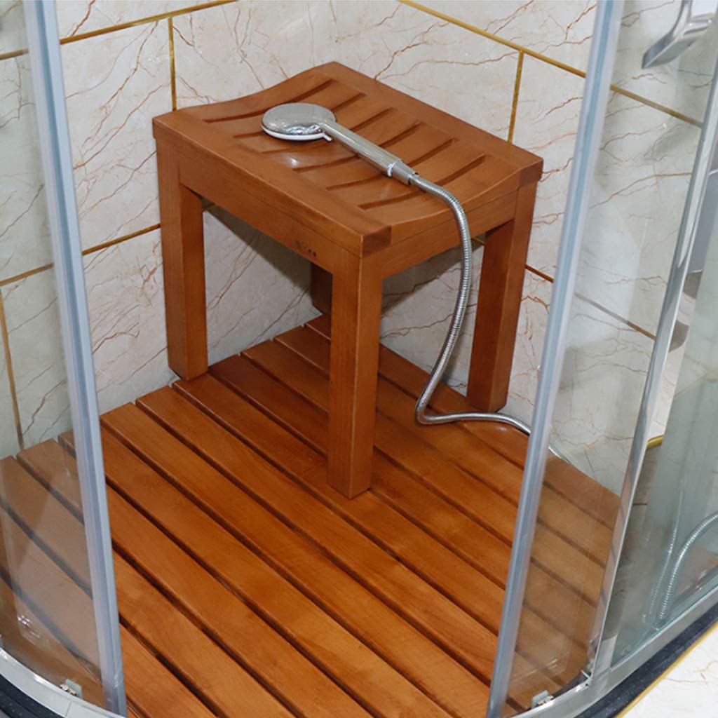 Taburetes de baño, Silla de Ducha Impermeable de Madera de Caucho | Ayuda para el baño | Seguridad Antideslizante para bañeras | para discapacitados, Personas Mayores, bariátrica,4