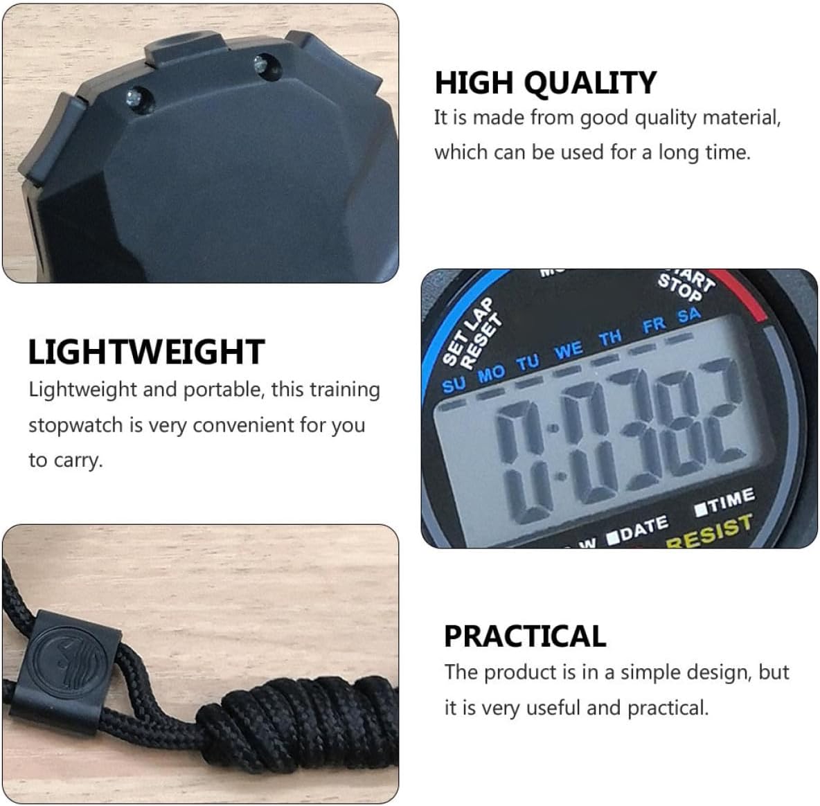 6Pcs Stopwatch Electronic Timer Lightweight Portable Sports Timer for Referees Training with Digital Display