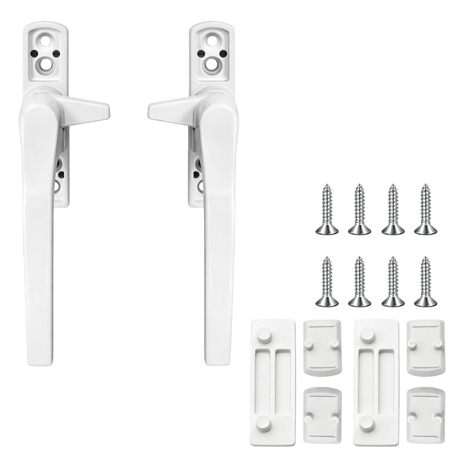 2 Pcs Window Handles for UPVC Windows, Universal Aluminium Alloy UPVC Window Handle Replacement, Left&Right Double Glazing PVC Window Handle for Home Office Windows Sliding Doors Minimalist White