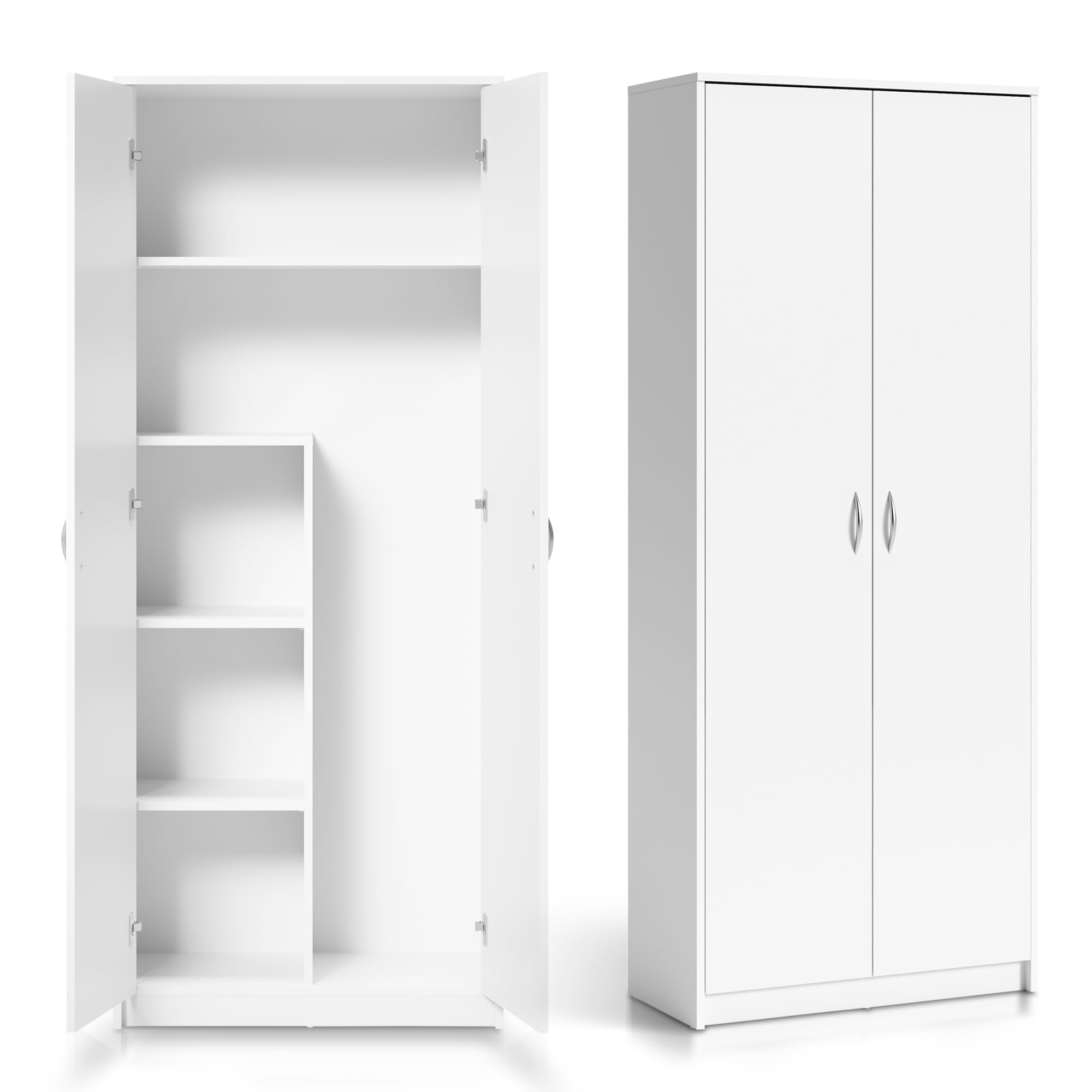 Home Collective Armadio multiuso in legno MDF con ripiani e scomparto aggiuntivo, 74 cm x 180 cm, colore: bianco