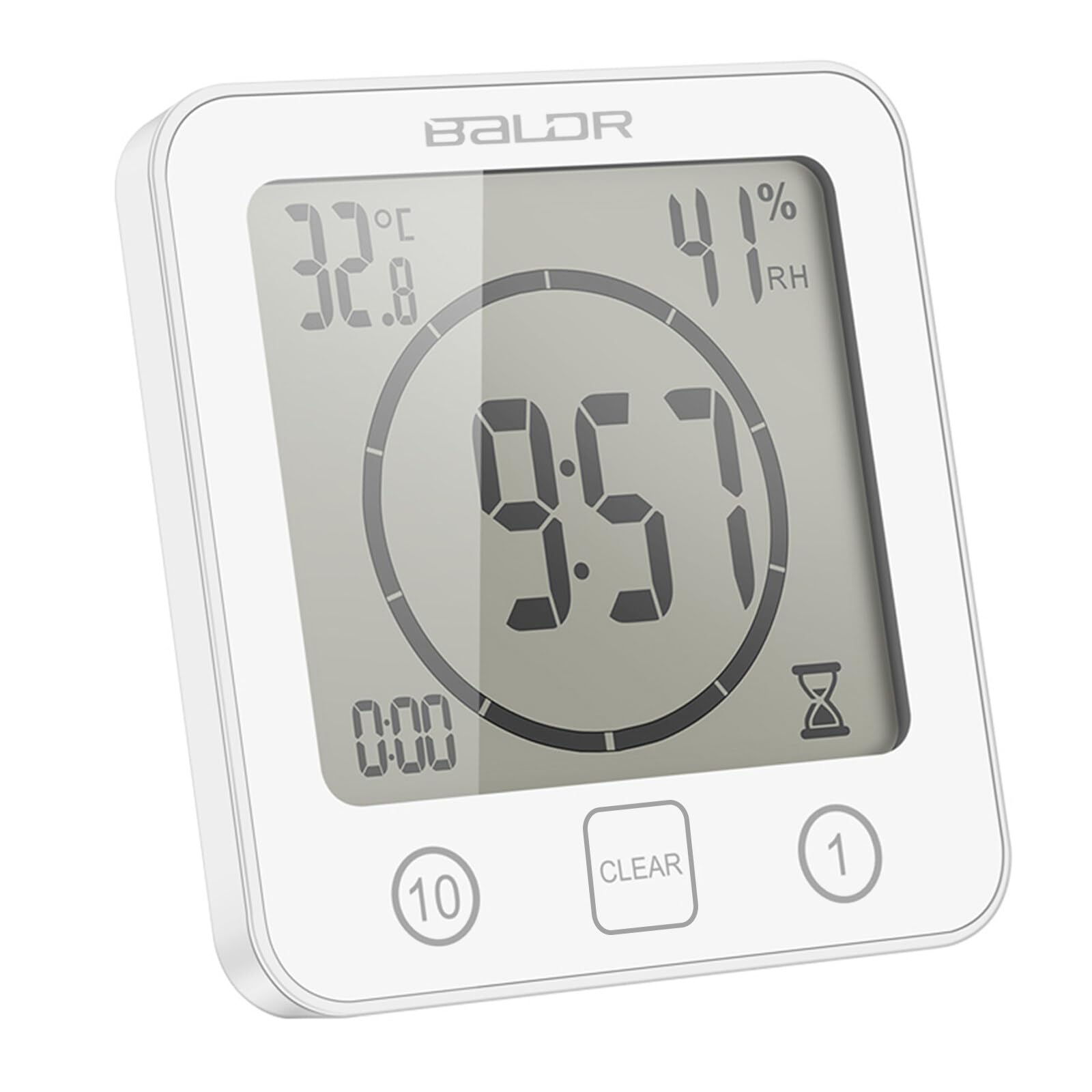 Reloj de baño Reloj de Pared de la Ducha de baño Digital con Alarma Pantalla de Temperatura de Humedad Pantalla LCD Grande Temporizador de Ducha de Cuenta Regresiva