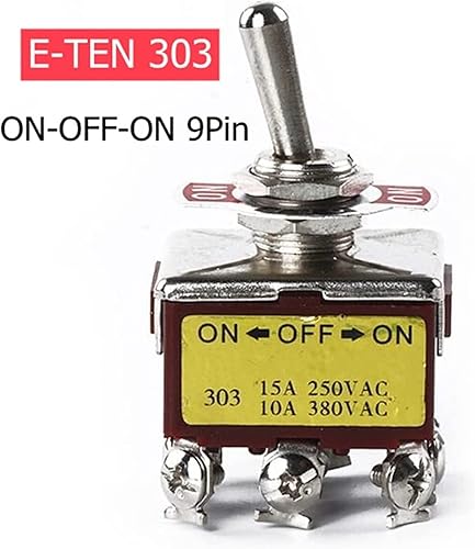 Miniatura 2 de Botón de interruptor de encendido, 1 unidad E-TEN303 0.472 in, 9 pines, 3 posiciones, interruptor basculante de encendidoapagado, interruptor de