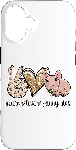 Womens Girls Cute Funny Peace Love Hairless Guinea Pig Lover Case for iPhone 16