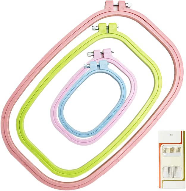 4 Size Colorful Embroidery Hoop Rectangle Square Embroidery Frame Cross Stitch Hoop Sewing Tool for Art Craft Handy Sewing (Multicolor),LAMXD Embroidery Hoop