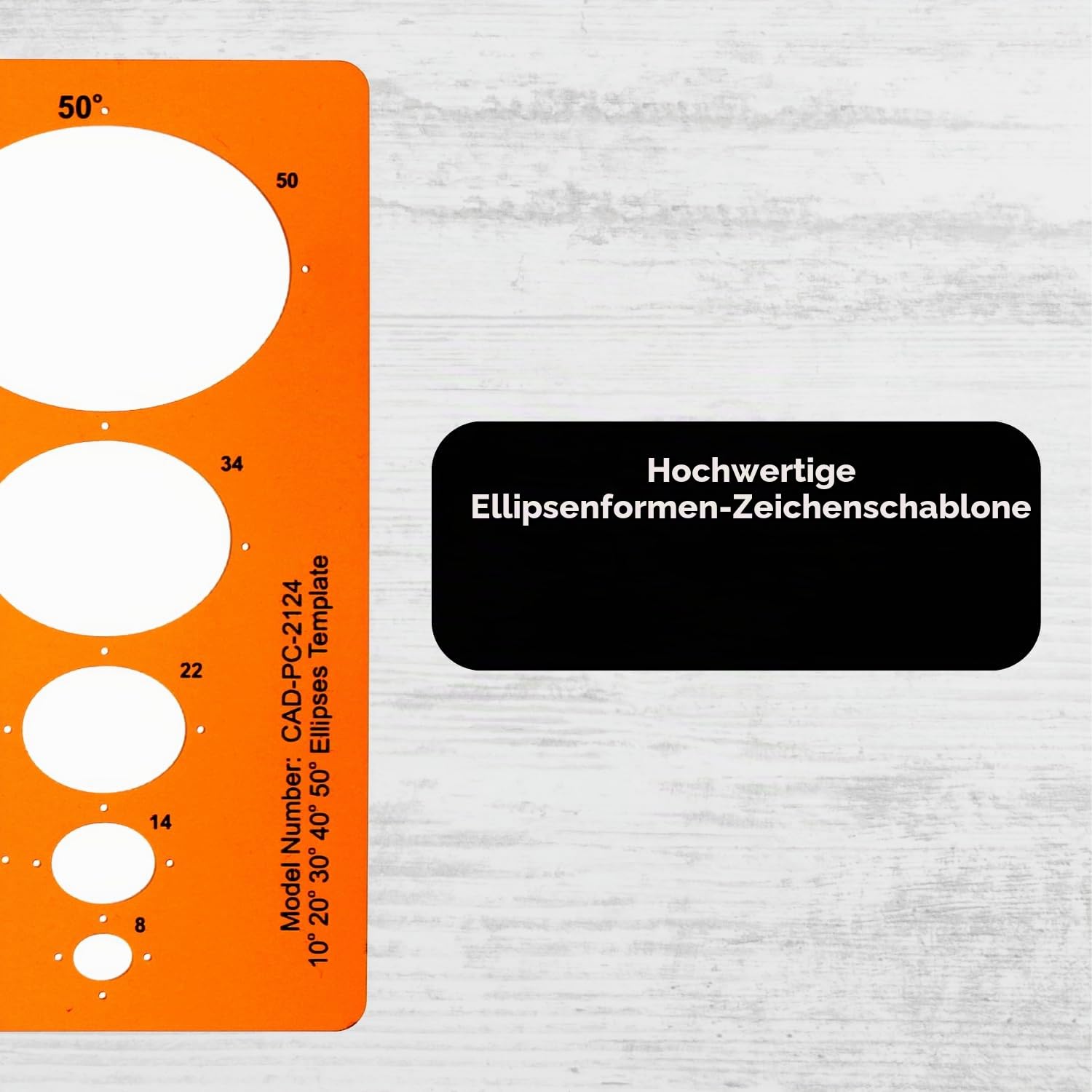 Ellipsenschablone für Technisches Zeichnen - Ellipse Zeichenschablone 10 20 30 40 50 Grad - Technische Zeichenschablone für Student Ingenieur Architekt Grafikdesigner - Schablone Ellipsen