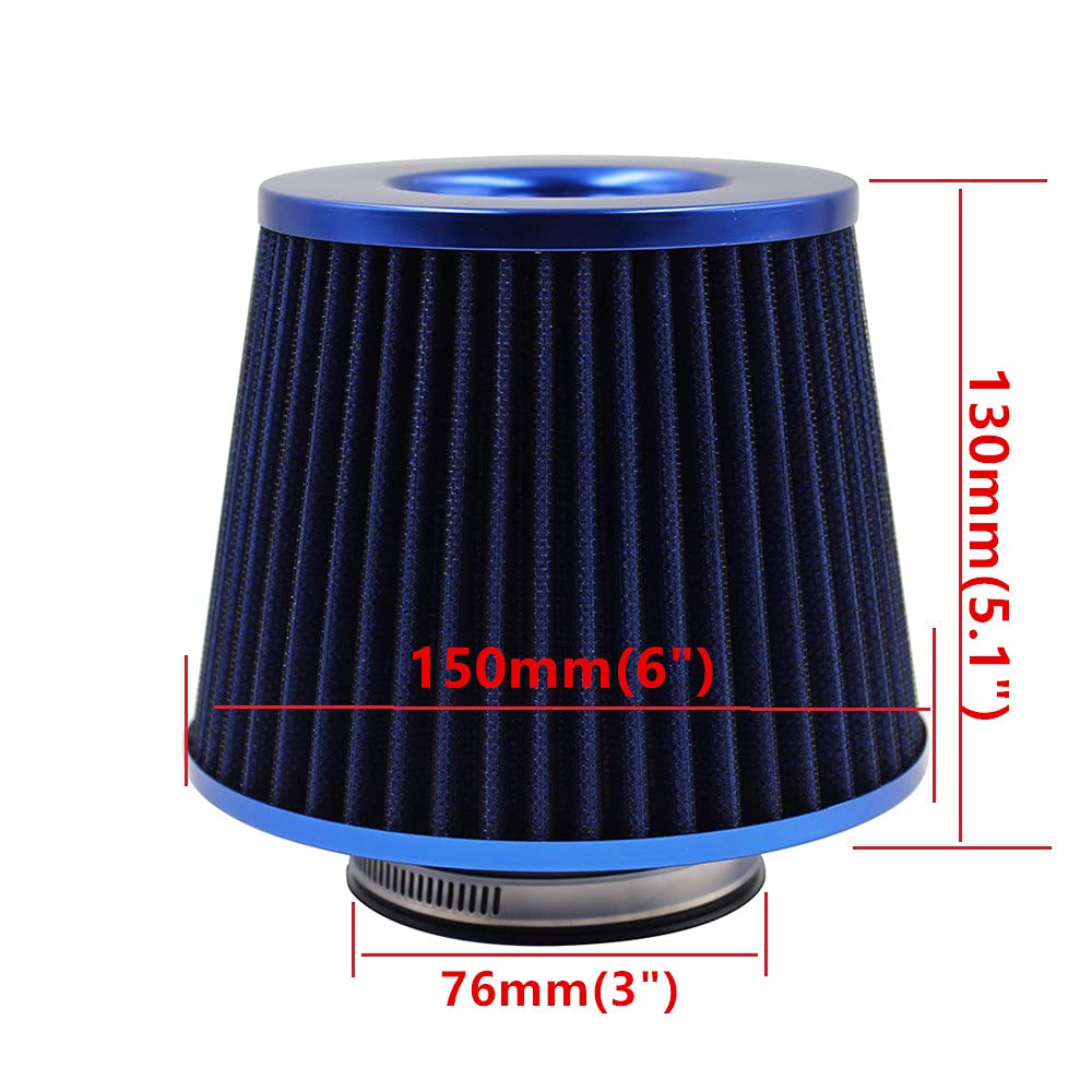 Tubo Aspirazione Auto Set completo 3quot;Kit tubo tubo di induzione turbo for sistema di aspirazione aria fredda for auto da 76 mm con cono filtro aria ad alto flusso Performace Racing fai da te Aspir