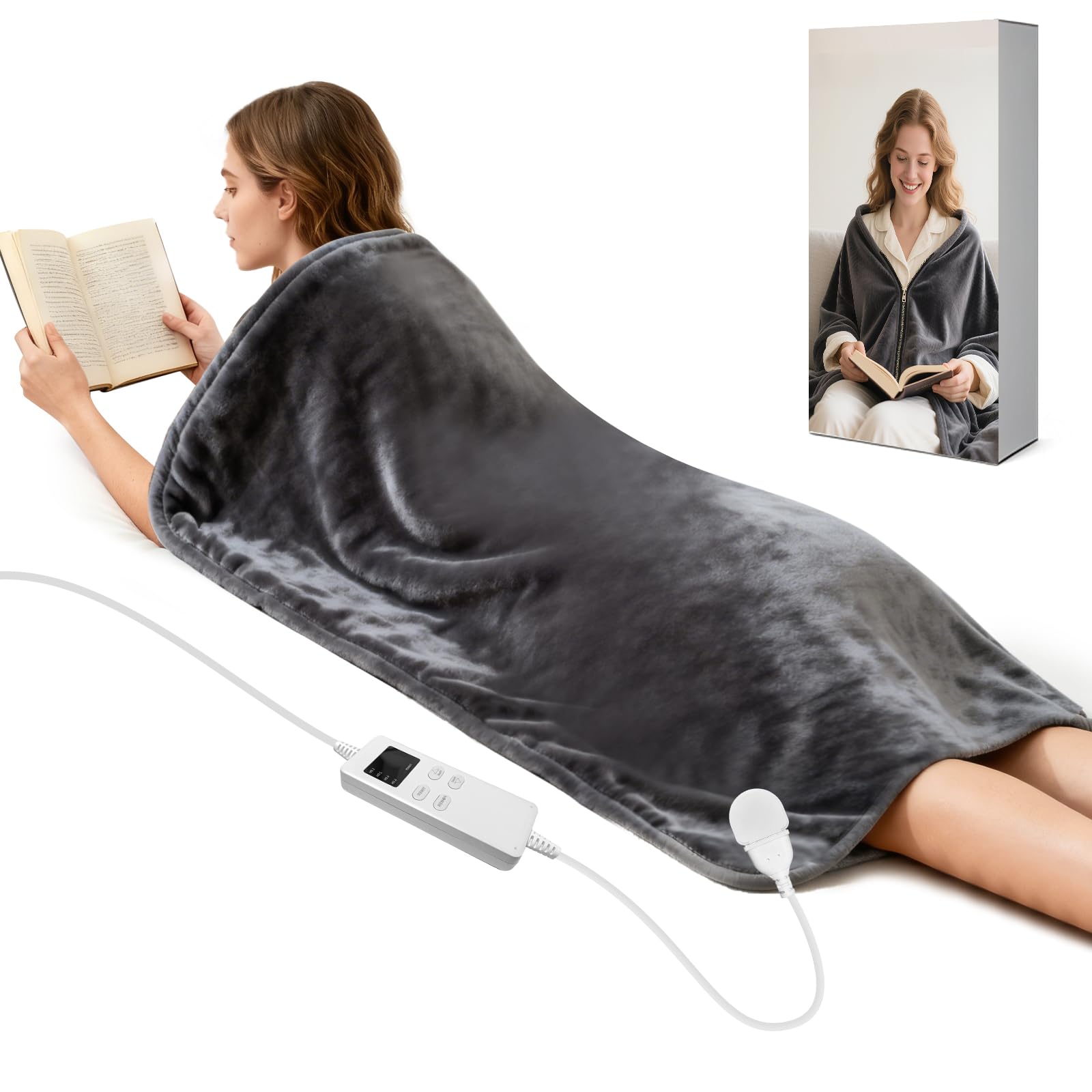 Photo 1 of Extra Large Heating Pad for Back Pain Period Cramps Relief, King Size 59x27 Full Body Wrap Around Electric Heat Pad, Plug in Wearable 2 in 1 XXL Heat Cloak, Gift for Women Men Elders Home Office Use