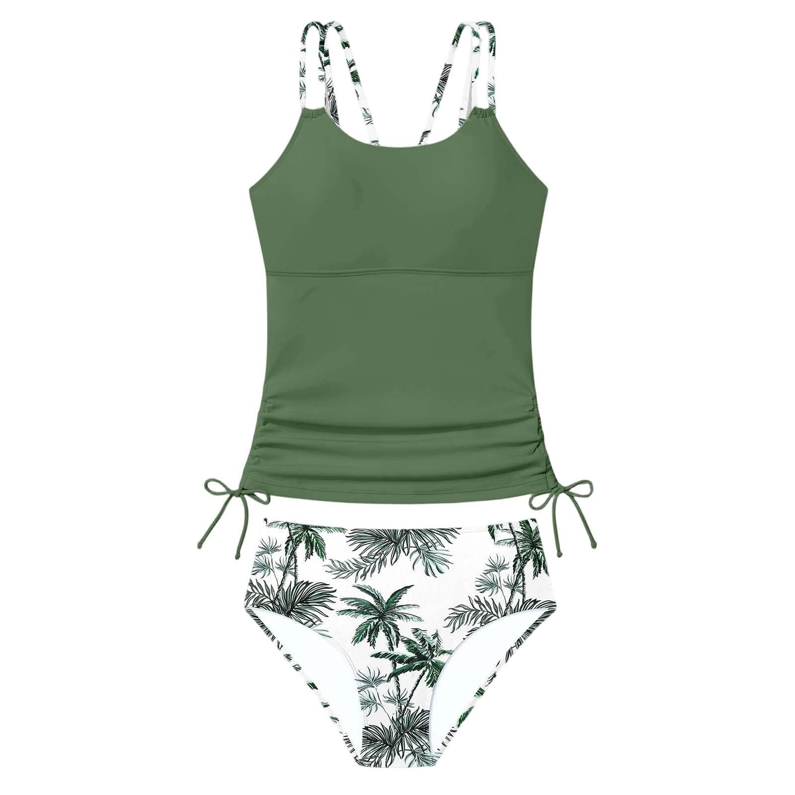Generisch Badeanzug Mädchen 7-16 Jahre, Spaghettistraps Blumen Badeanzug Tankini Mädchen, Kinder Zweiteiliger Strandbadeanzug Ärmelloser Zweiteiliger Badeanzugs