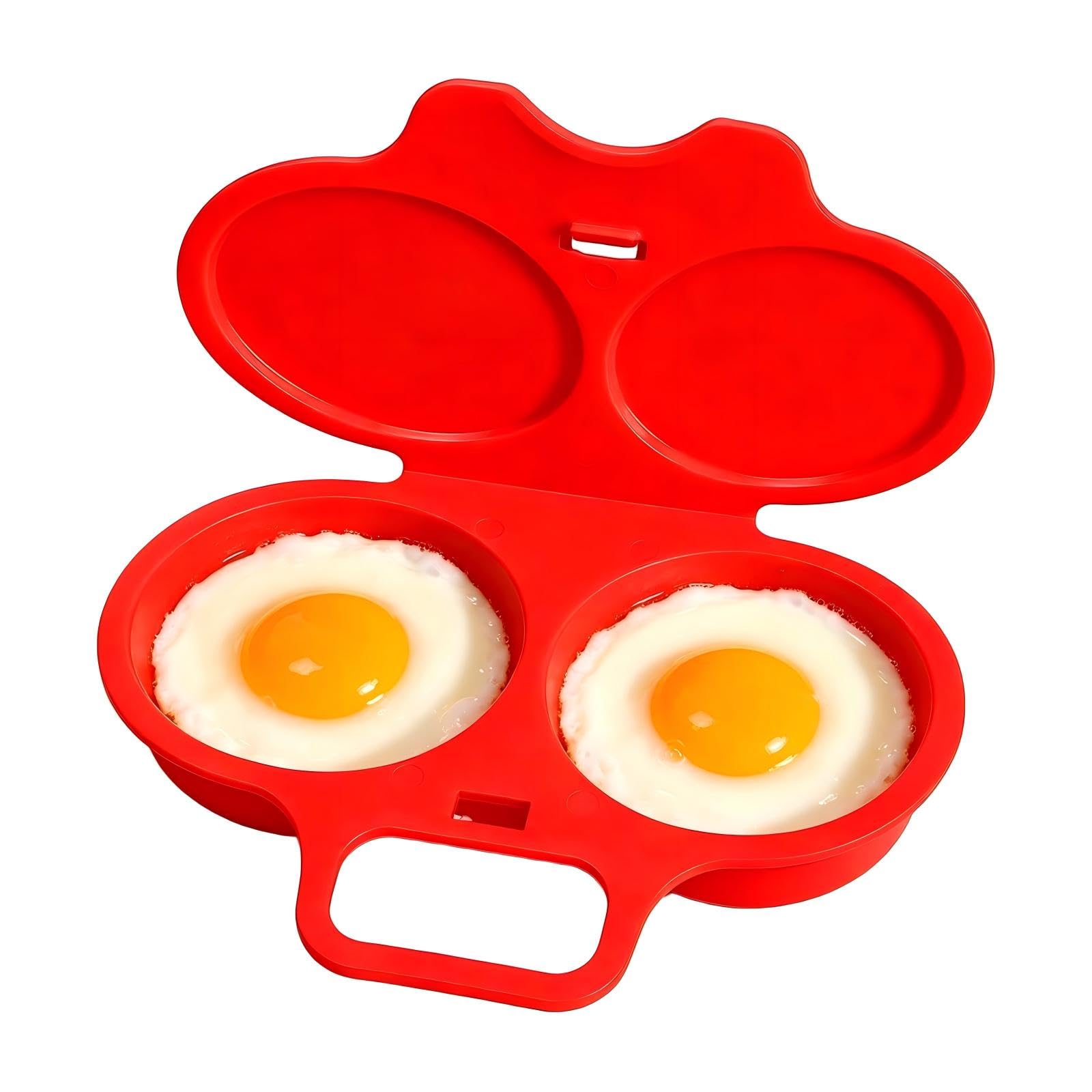 Microwave Egg Poacher With Lid & Handle, Dual Cavity Microwave Egg Poacher