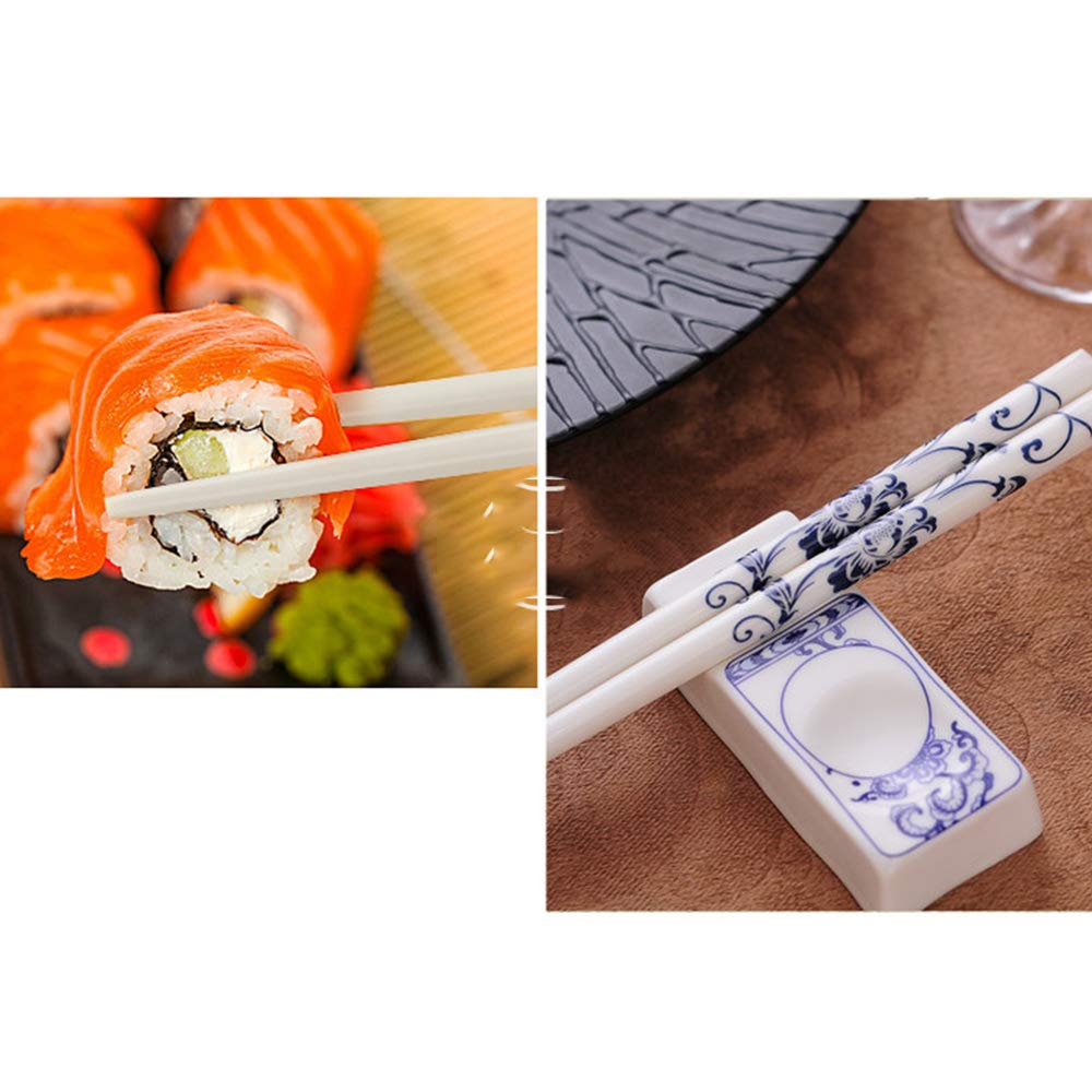 Coffret cadeau de baguettes en porcelaine avec étui, 10 paires de baguettes japonaises réutilisables pour sushi, baguettes de luxe antidérapantes en porcelaine tendre, baguettes lavables au lave-vais