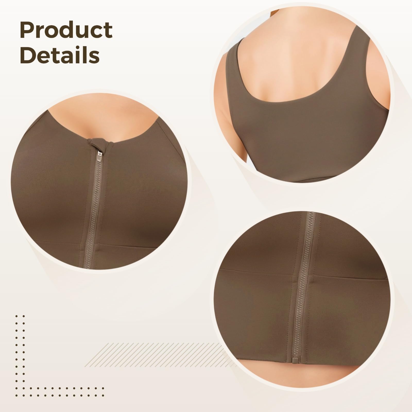 Brassière Femme à Fermeture Frontale, Soutien-Gorge de Sport zippé Devant, Tissu Extensible sans Coutures, Bretelles Larges, idéale après opération et pour Divers Sports, Taille XXXL