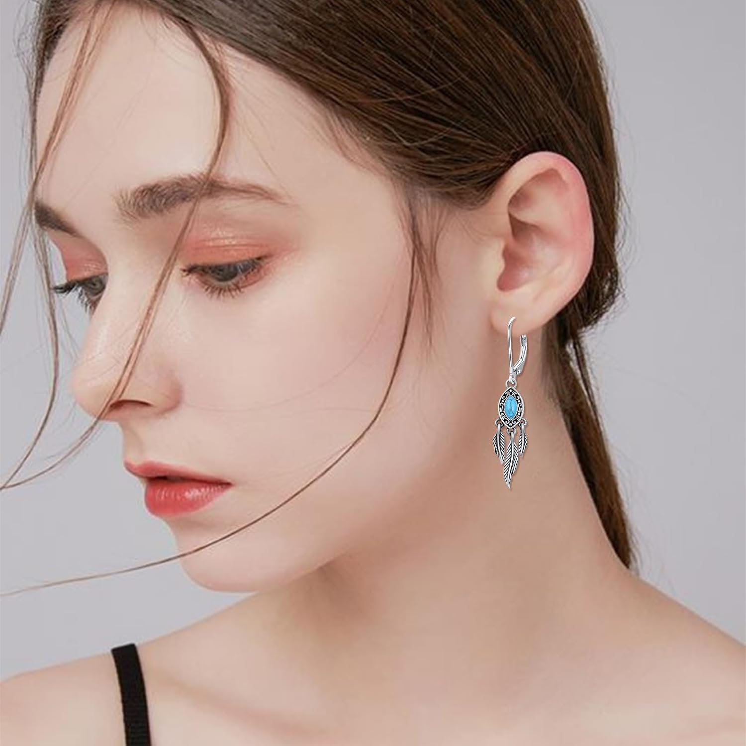 Turquoise Dangle Earrings for Women 925 Sterling Silver Western Teardrop Bohemian Drop Earrings Christmas Gift for women - Image 6