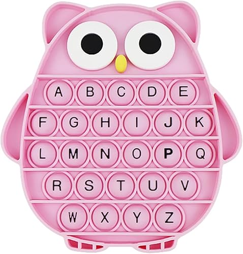 Push Pop Bubble Fidget juguete sensorial de silicona para aliviar el estrés, ABC alfabeto búho, herramientas educativas de aprendizaje para niños