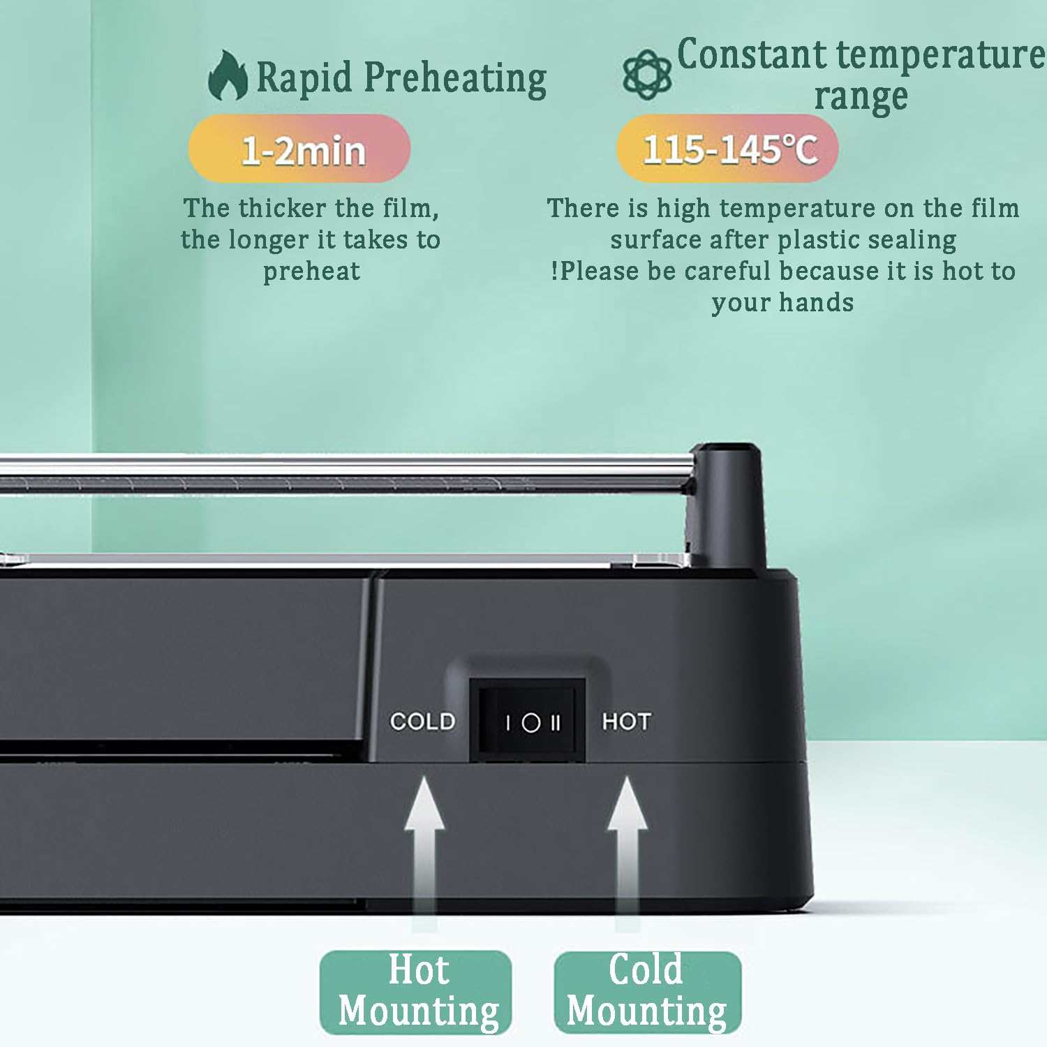 Thermische Laminiermaschine, Mit 40 Laminierfolien, Kleine A3-Laminiermaschine, Konstanter Temperaturbereich 115–145 °C, Überformungsgeschwindigkeit 355 Mm/min, Ideal Für Zuhause, Büro, Schule